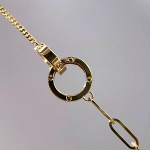 🌟Luxurious  AU750 Pure 18K Solid Gold Paperclip Chain Bracelet with Double Charm